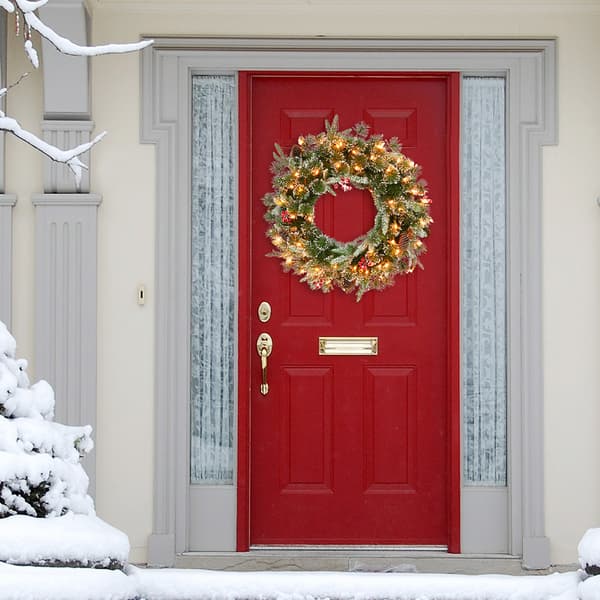 Puleo International 24in. Pre-Lit Decorated Christmas Wreath