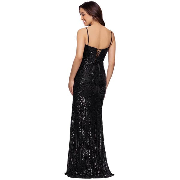Juniors Blondie Nites Sequin Corset Sheath Dress with Slit