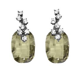 Crystal Colors Emerald Cut Silver Shadow Drop Earrings