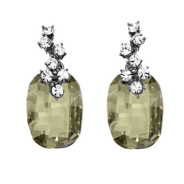 Crystal Colors Emerald Cut Silver Shadow Drop Earrings - image 