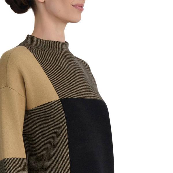 Womens Jones New York Long Sleeve Funnel Neck Color Block Sweater