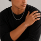 Mens Iron Saints 5mm Cuban Link Silver-Tone Necklace Bracelet Set - image 3