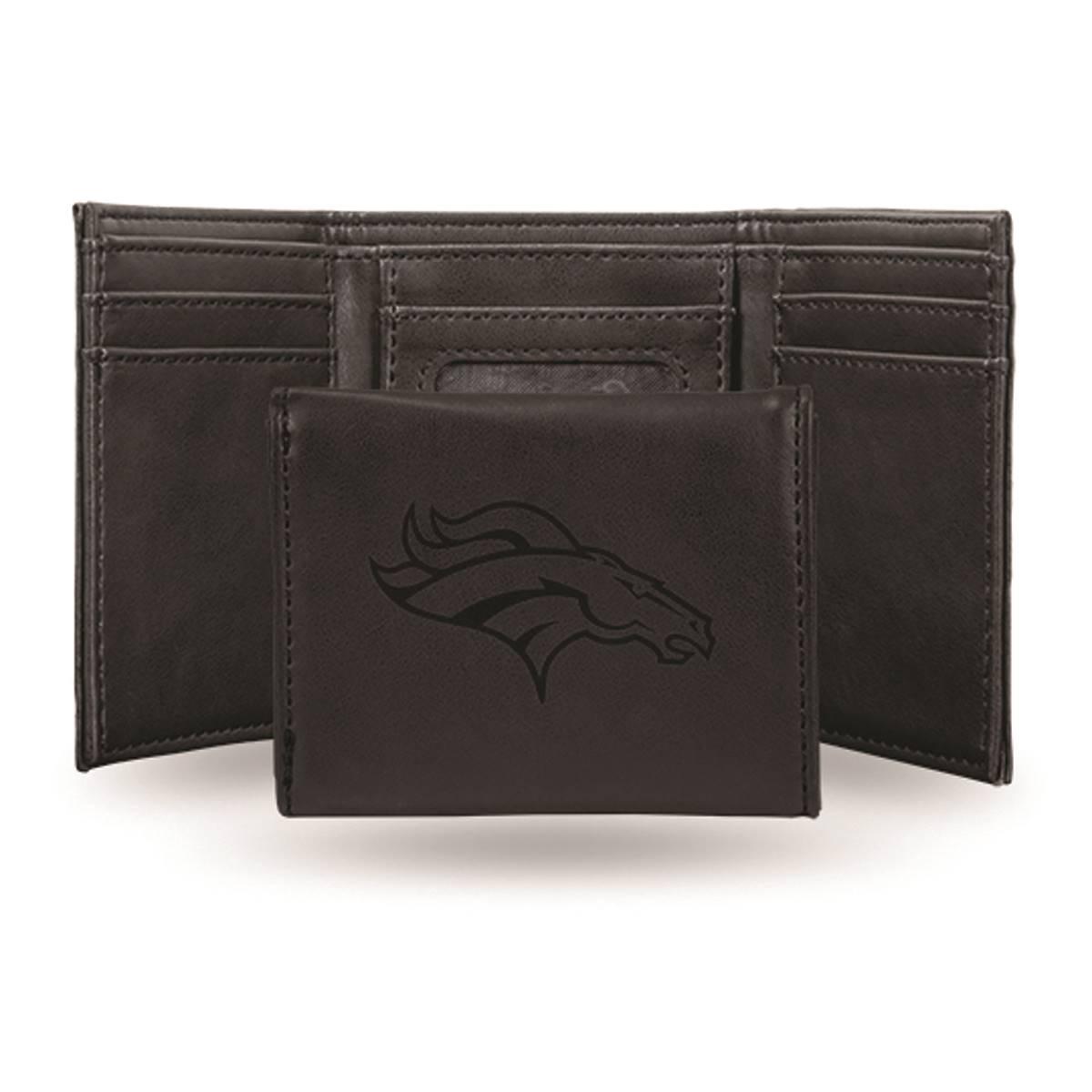 Mens NFL Denver Broncos Faux Leather Trifold Wallet
