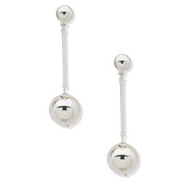 Nine West Silver-Tone Linear Sphere Post Earrings