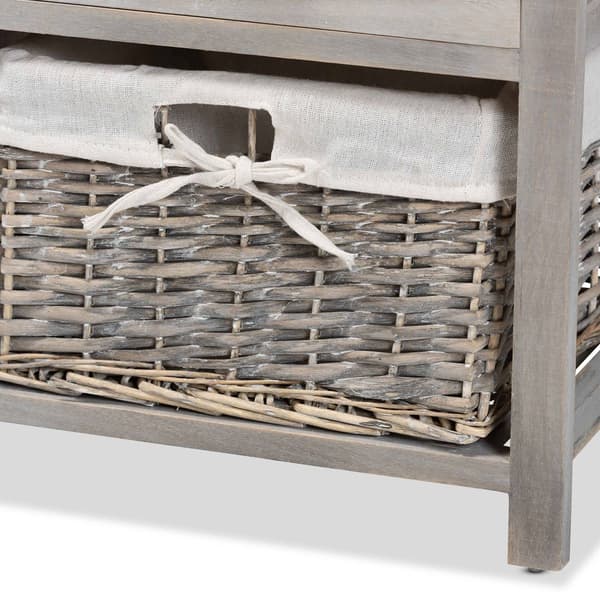 Baxton Studio Mabyn Light Grey Wood 3-Drawer Storage Bench