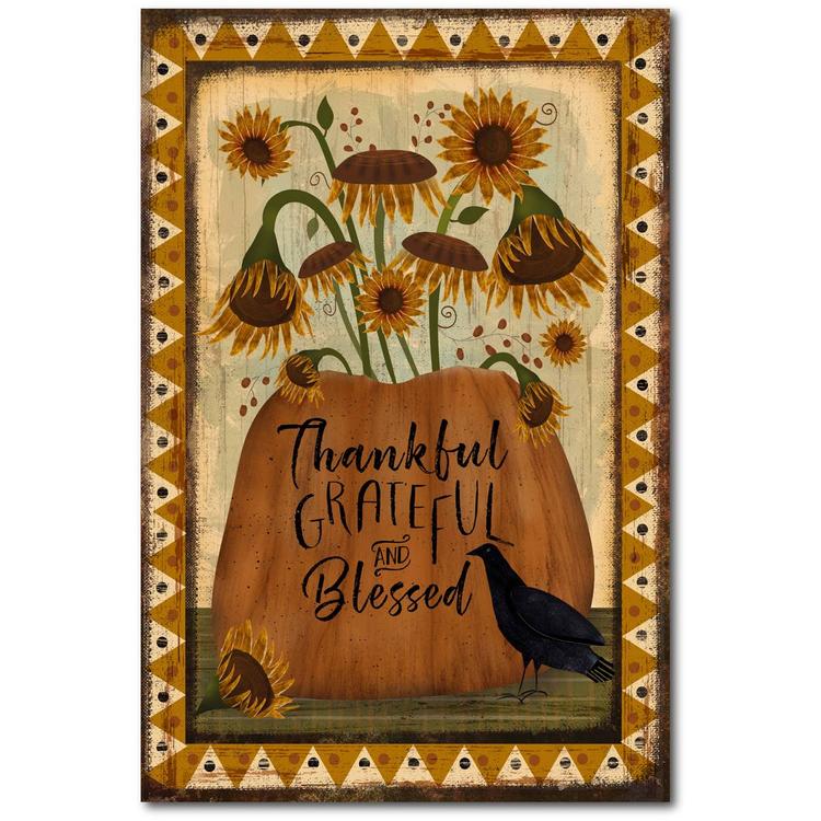 Courtside Market Thankful Grateful Blessed Flag Wall Art