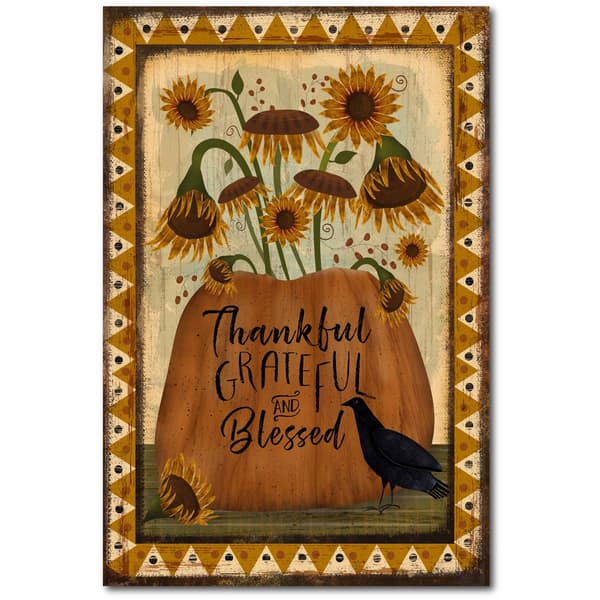 Courtside Market Thankful Grateful Blessed Flag Wall Art