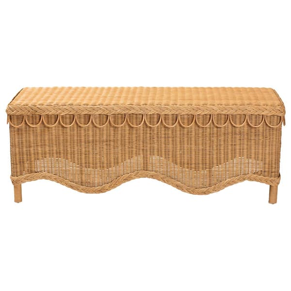 bali & pari Erla Bohemian Light Honey Rattan Accent Bench