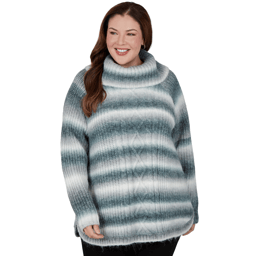 Plus Size Hearts of Palm Silver Linings Ombre Stripe Sweater