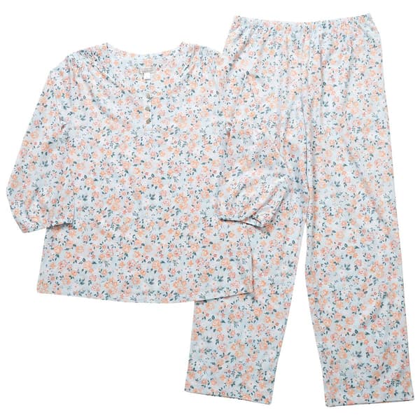 Plus Size Celestial Dreams 3/4 Sleeve Ditsy Pajama Set - Blue - image 