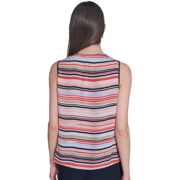 Womens Tommy Hilfiger Sleeveless Stripe Side Shoulder Tie Blouse