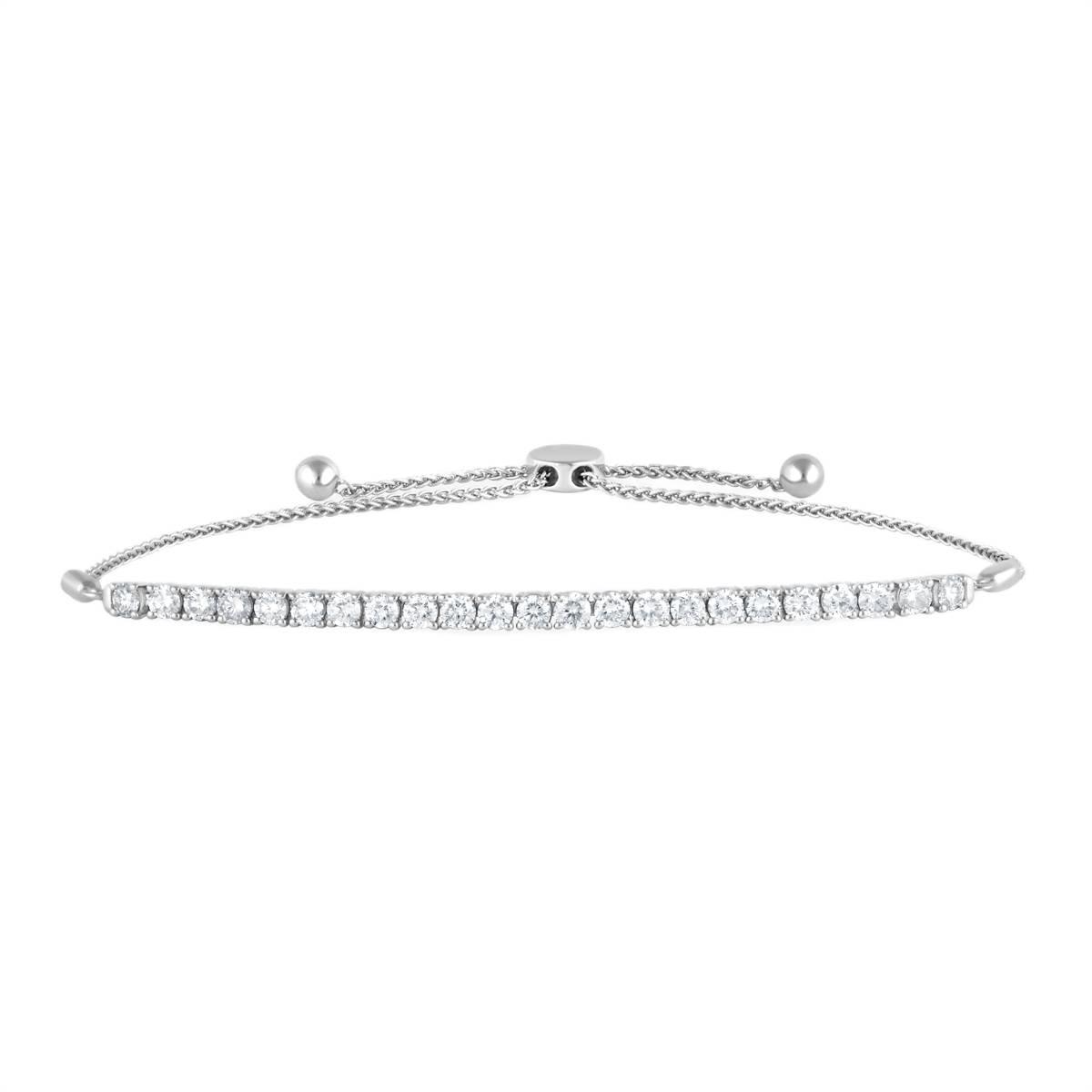 Sterling Silver Lab Grown Diamond Bolo Bracelet