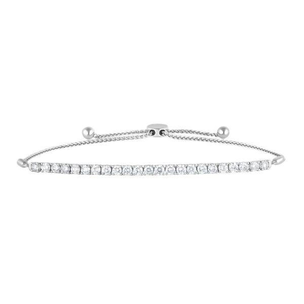 Sterling Silver Lab Grown Diamond Bolo Bracelet - image 