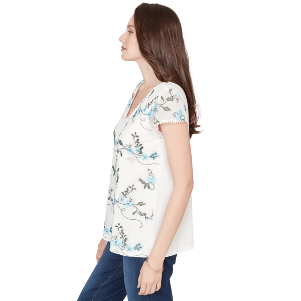 Womens Skye’s the Limit Fresh Start Floral Embroidery Blouse