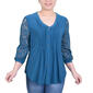 Womens NY Collection 3/4 Lace Sleeve Pleated Front Button Down - image 1