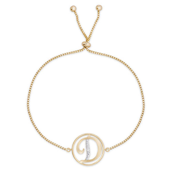 Accents by Gianni Argento Diamond Accent Initial D Gold Bracelet - image 