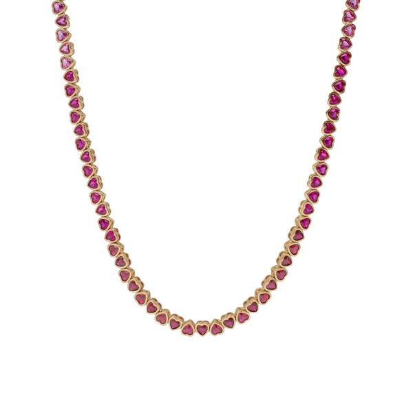 Gianni Argento Fine Hearts Lab Grown Ruby Ombre Necklace - image 