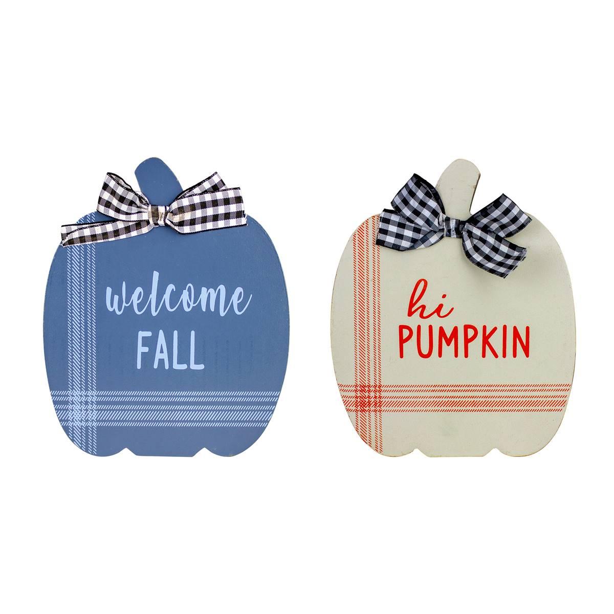 Northlight Seasonal Fall Wooden Pumpkin Welcome Plaques