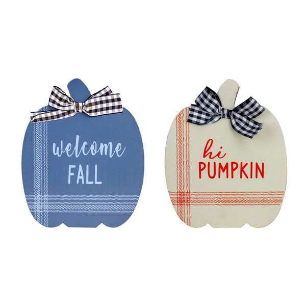 Northlight Seasonal Fall Wooden Pumpkin Welcome Plaques - image 