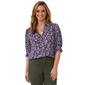 Petite Democracy Below Elbow Cinched Sleeve Print Woven Top - image 1