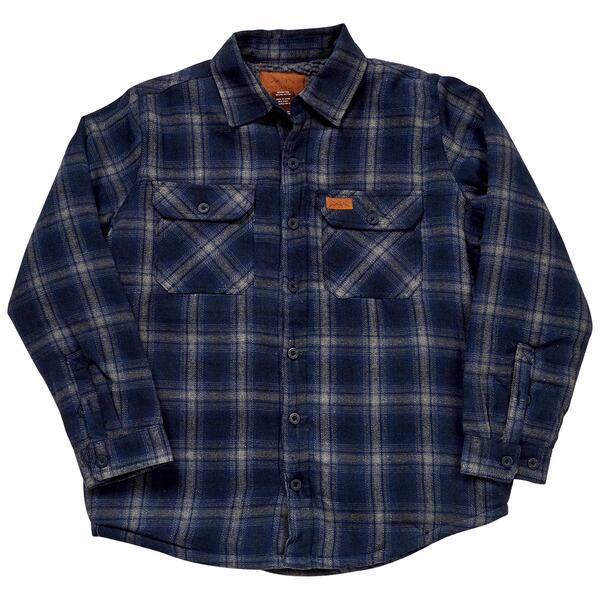 Mens Mountain Ridge Sherpa Lined Flannel Shirt Jacket - image 