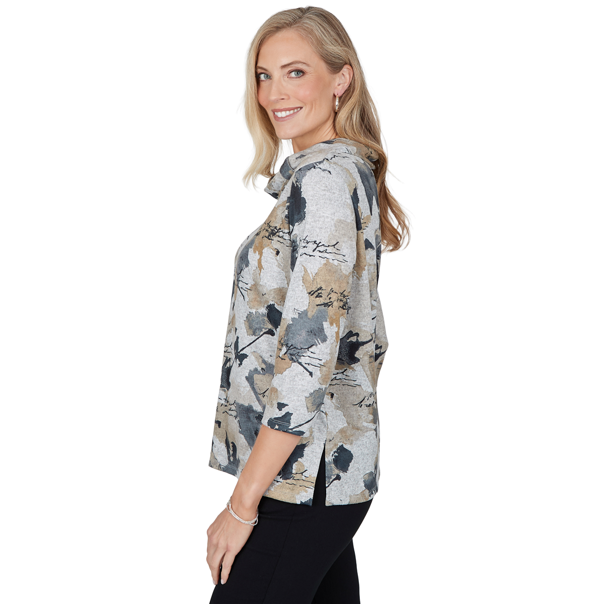 Petite Alfred Dunner Cityscape Abstract Melange Blouse