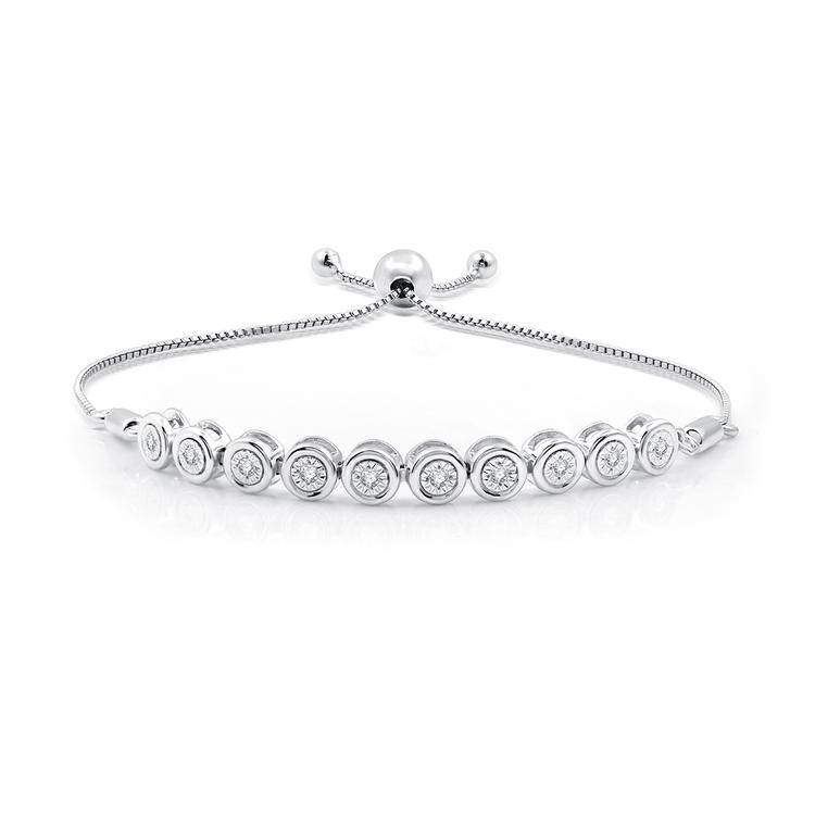 Nova Star(R) Sterling Silver Lab Grown Diamond Link Bolo Bracelet