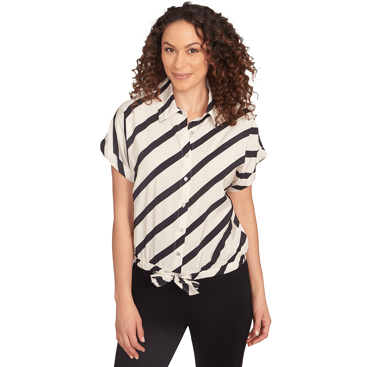 Womens Skye's the Limit Spicy Graphic Stripe Button Down