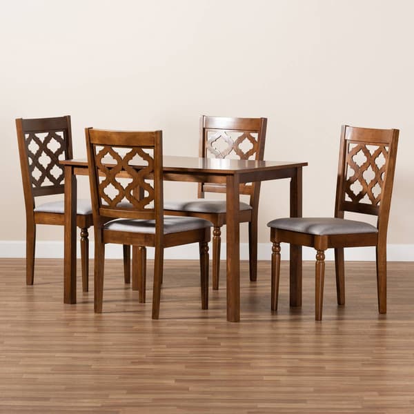 Baxton Studio Ramiro Grey/Walnut Brown Wood 5pc. Dining Set