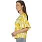 Womens Democracy Elbow Sleeve O-Ring Neck Lemon Blouse - image 3