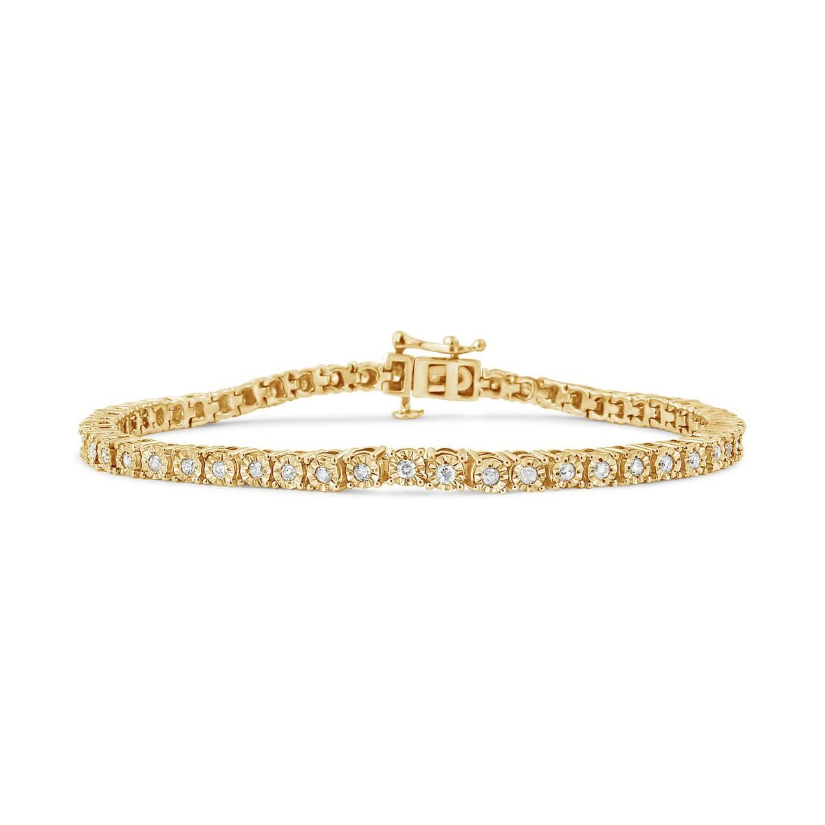 Haus of Brilliance Yellow Gold over Silver Diamond Bracelet