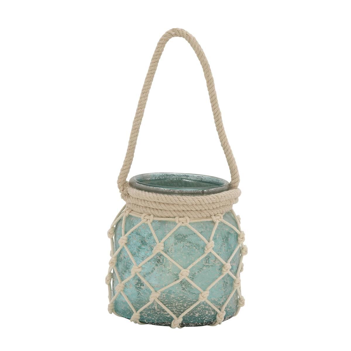 9th & Pike® Aquamarine Glass Coastal Candle Holder Lantern