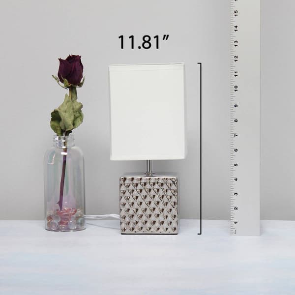 Simple Designs 11.8in. Contemporary Metallic Square Table Lamp