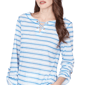 Petite Hearts of Palm Embraceable Blue Roll Tab Sleeve Blouse - image 5