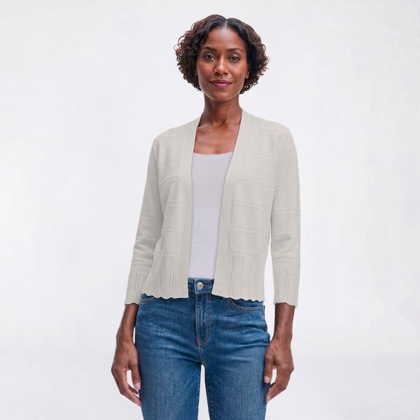 Womens 89th & Madison Solid Mixed Stripe Cardigan - image 