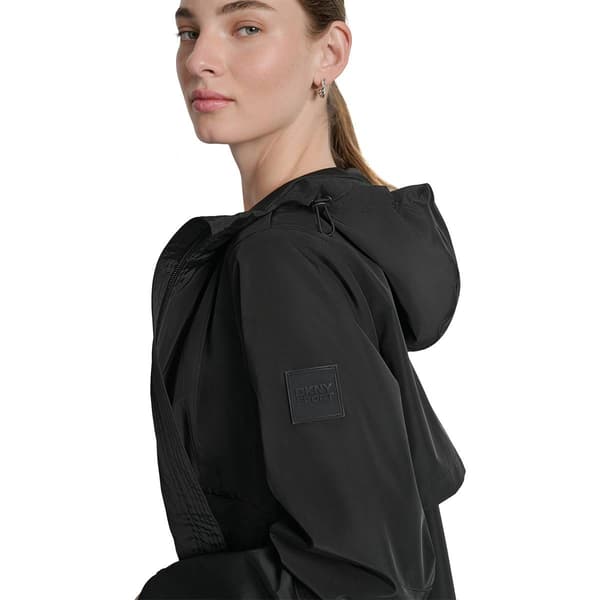 Womens DKNY Sport Logo Embellished Front Zipper Windbreaker