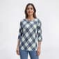 Petite Hasting & Smith 3/4 Sleeve Plaid Round Neck Tee - image 1