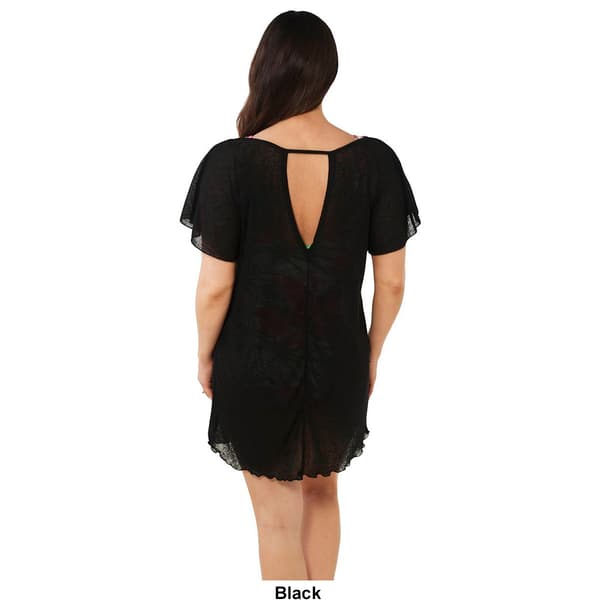 Womens Cover Me Onion Skin Ruffle Sleeve Tunic Cover-Up