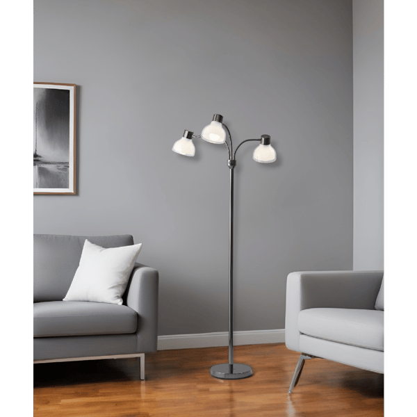 HomeRoots 69in. Black & White Metal Three Light Tree Floor Lamp