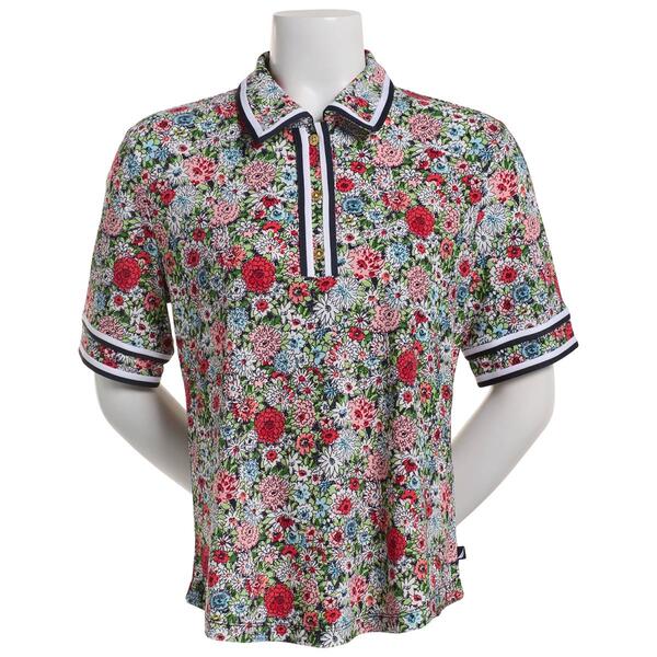 Womens Nautica Jeans Short Sleeve High Grove Garden Floral Polo - image 