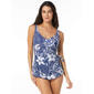 Womens Roxanne Tropical Bloom V-Neck Sarong One Piece Swimsuit - image 1