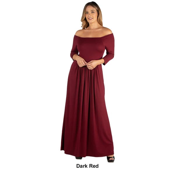 Plus Size 24/7 Comfort Apparel Off The Shoulder Pleated Maxi Dres