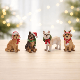 Melrose Holiday Dog with Scarf & Hat Accents - Set of 4