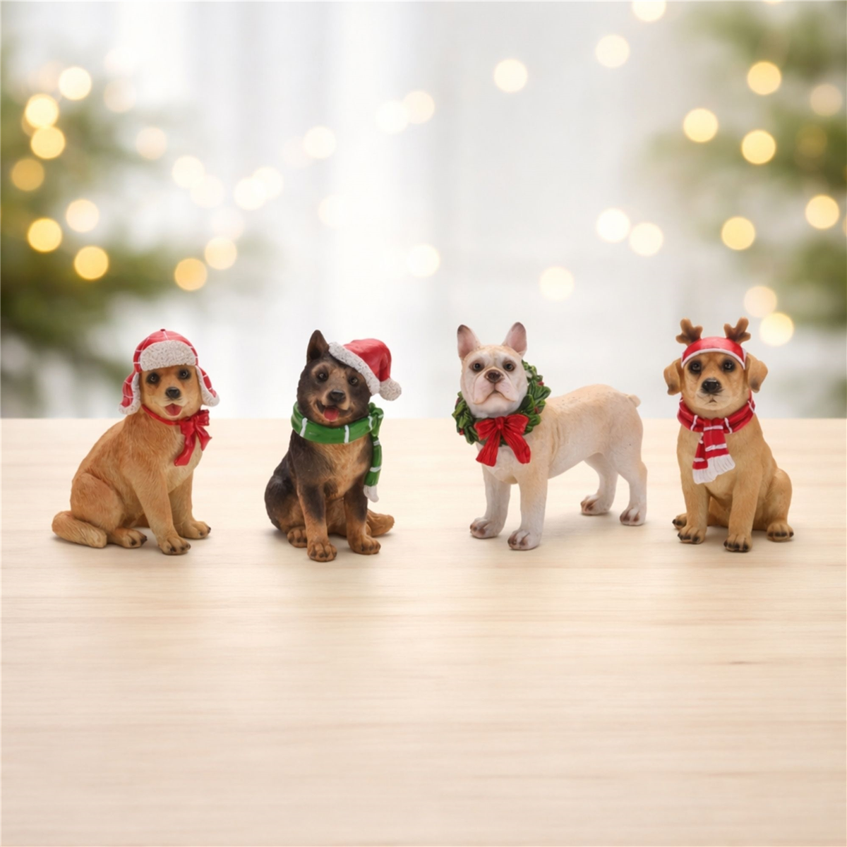 Melrose Holiday Dog with Scarf & Hat Accents - Set of 4