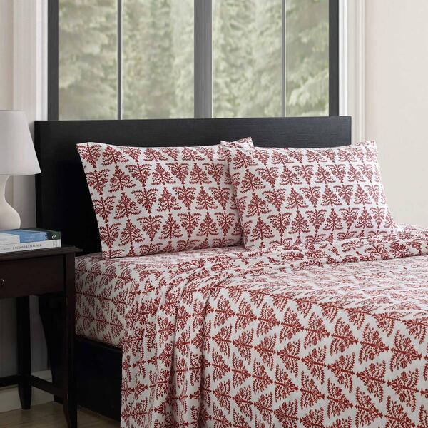 Eddie Bauer Jolly Trees Cotton Flannel Sheet Set - image 