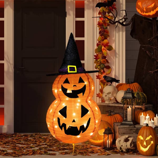 Northlight Seasonal 34in. Jack-O-Lanterns in Witch''s Hat Décor
