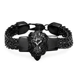 Mens Steeltime IP Plated Stainless Steel Lion Head Chain Bracelet