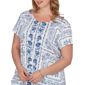 Plus Size Ruby Rd. French Riviera Short Sleeve Floral Blouse - image 5