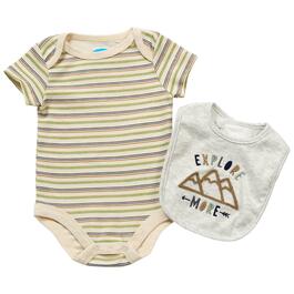 Baby Boy &#40;NB-9M&#41; bon bebe&#40;R&#41; Explore Stripe Bodysuit & Bib
