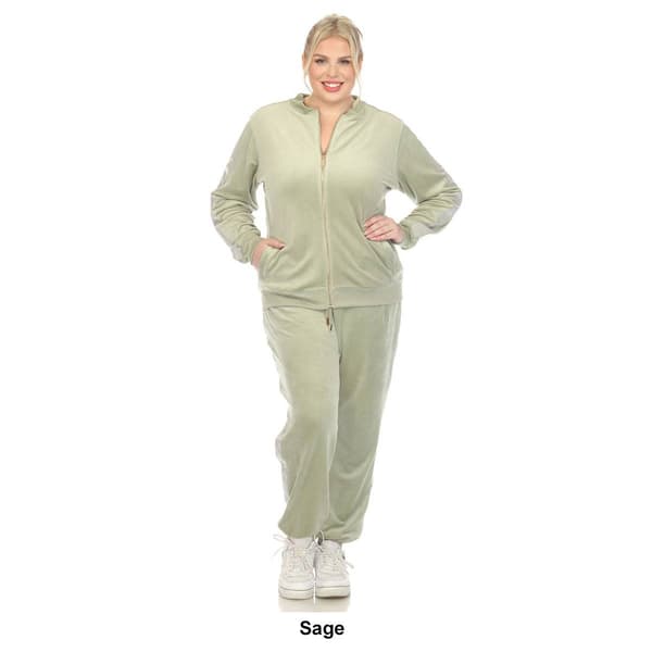 Plus Size White Mark 2pc. Tracksuit Set w/ Faux Leather Stripe